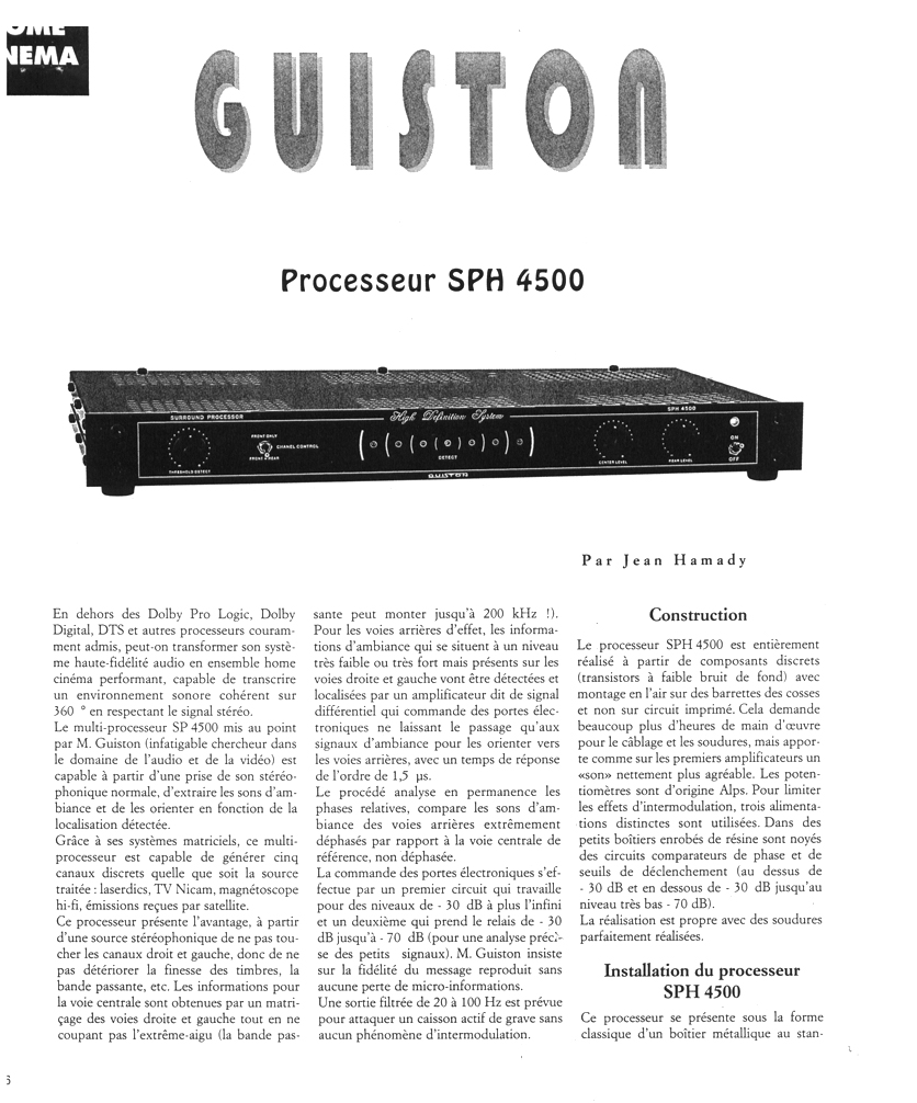 Processeur Localisateur SP4500 - Article paru dans la revue Home Cinema page 1