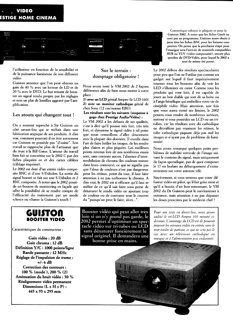 VM 2002 S Amplificateur Regnrateur d'Images - Article paru dans le magazine HOME CINEMA page 3